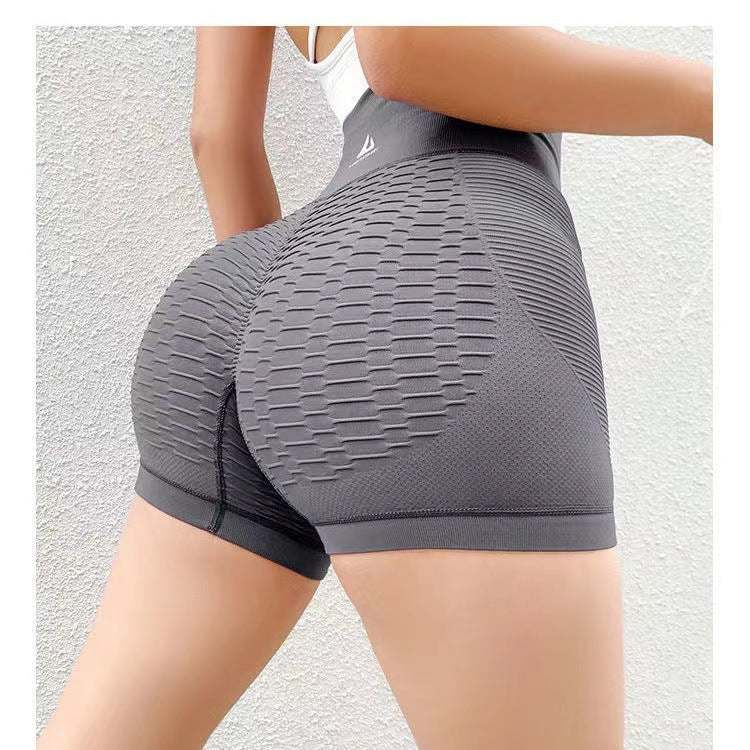 Grid Design High Waist Yoga Shorts