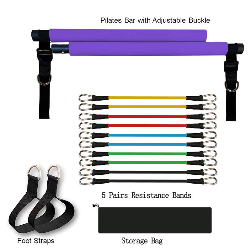 Portable Fitness Bar with Resistance Bands