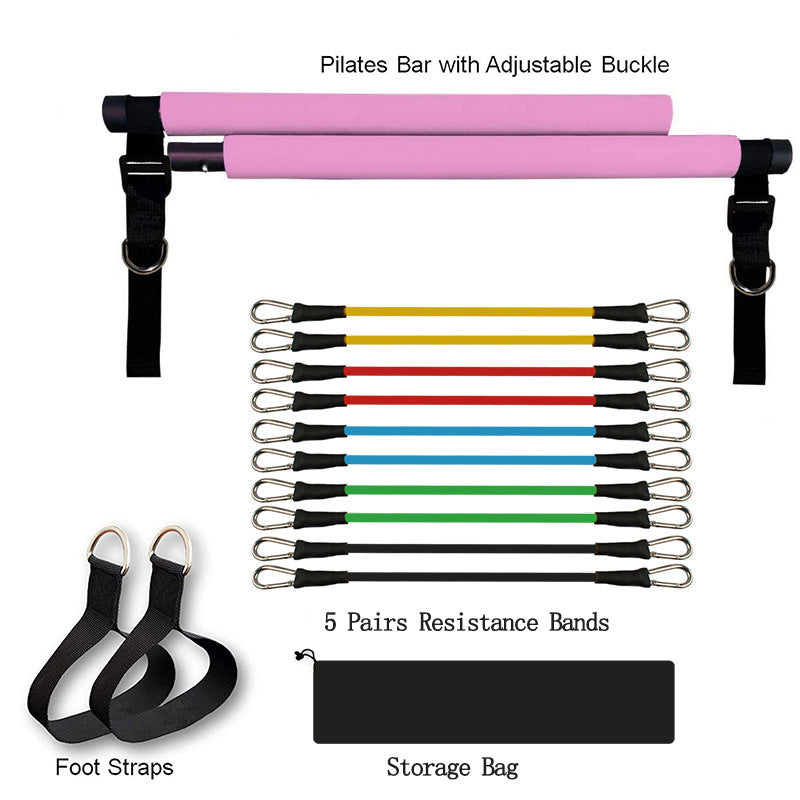 Portable Fitness Bar with Resistance Bands